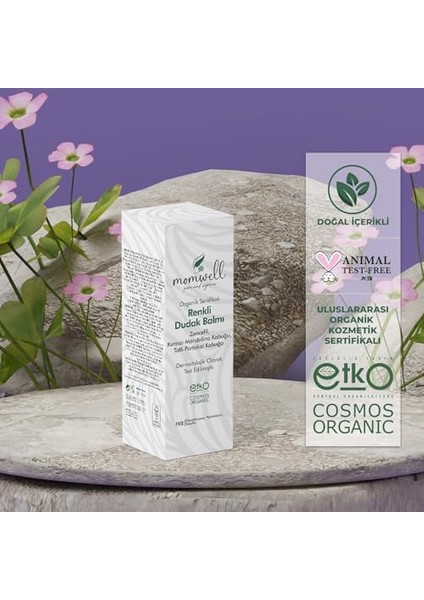 Momwell Organik Kırmızı Renkli Dudak Balmı Stick 5 ml