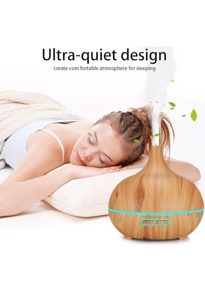 Coverzone Bn-01 Mini Boy 15CM Uçucu Yağ Difüzör 550ML Uzaktan Kumandalı LED Aromaterapi Ahşap Görünümlü Hava Nemlendirici Hava Aroma Nemlendirici Meditasyon Için 15 x 17CM (Açık Kahverengi)