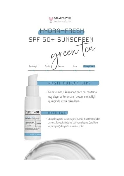 SKIN401 SPF50+ Hydra-Fresh Sunscreen Nemlendirici & Tazeleyici Güneş Kremi 50 ml