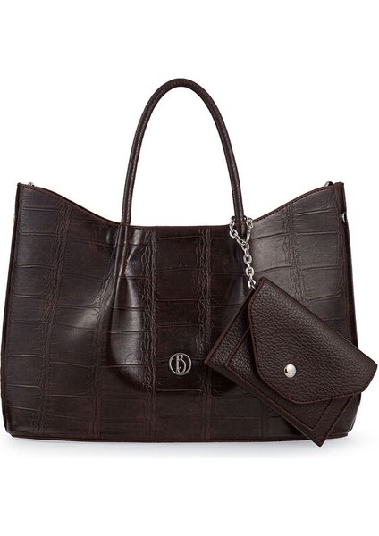 Logo Detaylı Kahve Kadın El Çantası Riv 147-KR