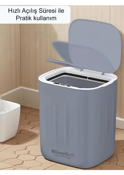 Sensörlü 28 Litre Çöp Kovası (Şarj Edilebilir Lityum Pilli) / GT-SC07 Gri fiyatları