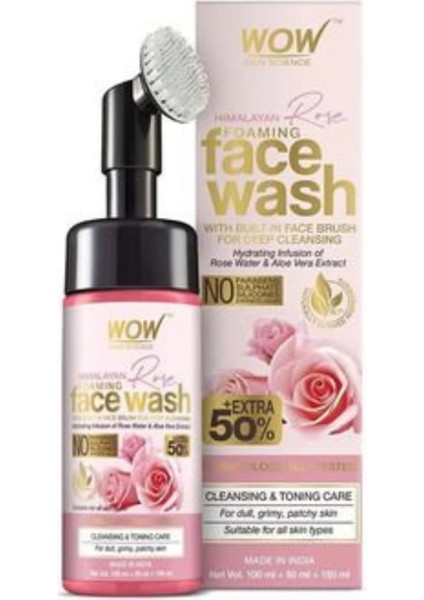 Wow Skin Science Himalaya Gülü Yüz Yıkama Köpüğü Doğal Içerik Gül Suyu, Aloe Vera Özü, E Vitamini ve 150ML