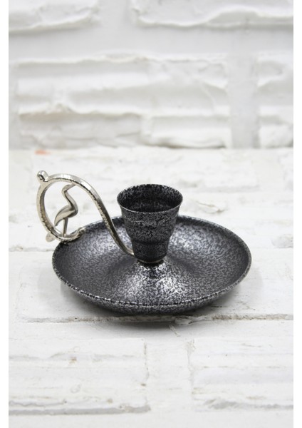 Metal Nostalji Mumluk & El Şamdanı Kendinden Iğneli Mum Hediyeli Gümüş TURNA2623-5