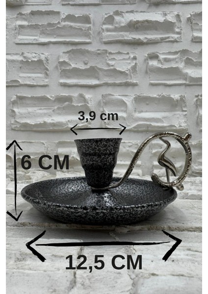 Metal Nostalji Mumluk & El Şamdanı Kendinden Iğneli Mum Hediyeli Gümüş TURNA2623-5