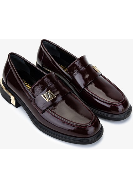Kadın Hakiki Deri Bordo Rugan Loafer Ayakkabı 1061 5146 Bn Ayk SK25-26 Bordo Rgn fiyatları