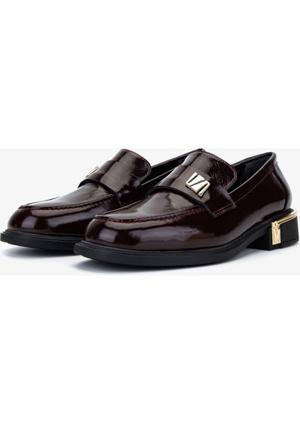 Kadın Hakiki Deri Bordo Rugan Loafer Ayakkabı 1061 5146 Bn Ayk SK25-26 Bordo Rgn fırsatları