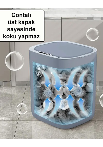 Sensörlü 28 Litre Çöp Kovası (Şarj Edilebilir Lityum Pilli) / GT-SC07 Gri indirimleri