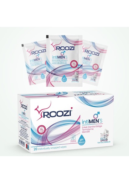 Roozi Intimen’s – Erkekler Için Özel Bölge Temizlik Mendilleri, Aloe Vera Konforu, Koku Giderici, Nemlendirici & Nem Desteği Sağlayan, Ph Dengeli – 20’li Ayrı Paketlenmiş Mendil fiyatları
