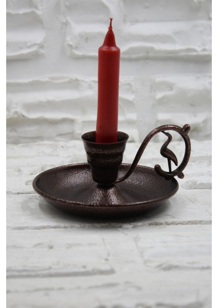 Metal Nostalji Mumluk & El Şamdanı Kendinden Iğneli Mum Hediyeli Acı Kahve Oksit Kulp TURNA2623-3