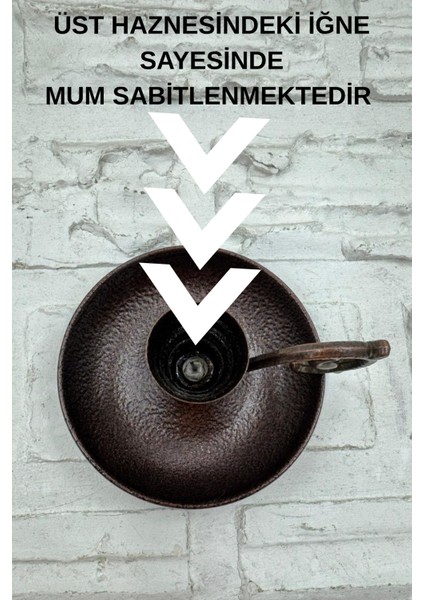 Metal Nostalji Mumluk & El Şamdanı Kendinden Iğneli Mum Hediyeli Acı Kahve Oksit Kulp TURNA2623-3 indirimleri