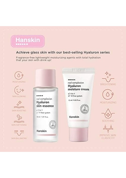 Hanskin Glass Skin On The Go-Seyahat Boy Cilt Bakım Seti/temizleyici/sakinleştirici/nemlendirici modelleri