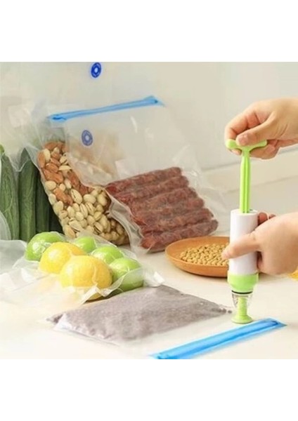 Buğz Manuel Vakumlu Gıda Saklama Poşeti ve Pompa Seti
