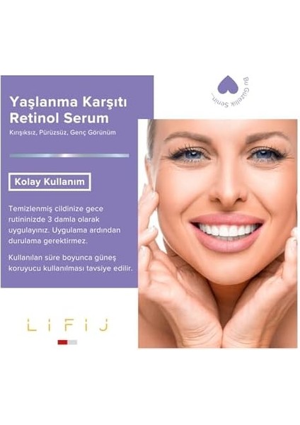 Lifij%0,5 Retinol Ceramide Serum, Yaşlanma Karşıtı Etkisiyle Daha Sağlıklı ve Pürüzsüz Bir Cilt (30ML)