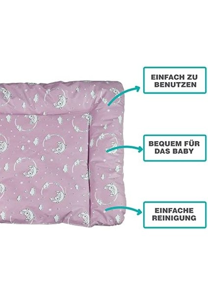 Baby&apos;ness Elyaf Dolgulu Pvc Alt Değiştirme Minderi, Sıvı Geçirmez, Leke Tutmaz, Aydede Desenli, Pembe, 75X85CM fiyatları