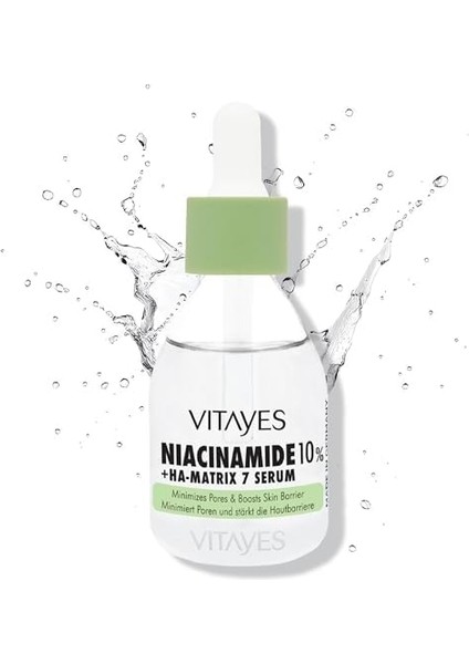 Vıtayes Niacinamide%10 ve Hyalüronik Asit Cilt Gözenek Sıkılaştırıcı Cilt Bariyeri Güçlendirici Serum, 30 ml