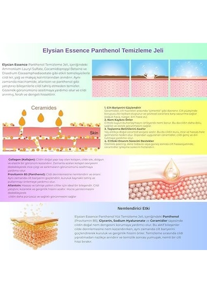 Elysian Essence Nemlendirici ve Yatıştırıcı Panthenol Yüz Temizleme Jeli 3&apos;lü Set - Kolajen & Hyaluronic Acid Ilaveli 200 ml modelleri