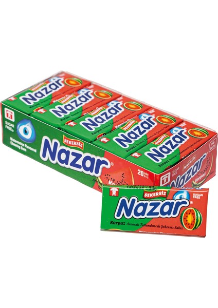 Nazar Şekersiz Sakız 5&apos;li Kutu Karpuz 20 Paket