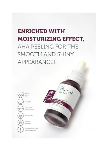 The Purest Solutions, Aha & Bha Canlandırıcı & Cilt Tonu Eşitleyici Kırmızı Peeling Cilt Bakım Serumu 30 ml (Aha 10% + Bha 2%) modelleri