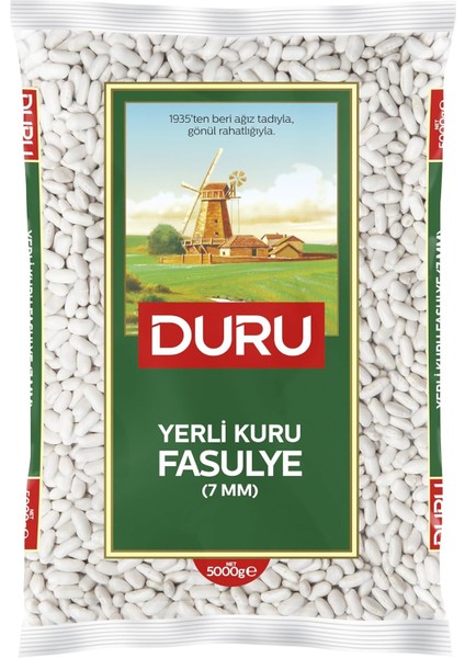 Duru 7 mm Kuru Fasulye 5 Kg, Kabuk Bırakmaz, Küçük Taneli, Lif ve Protein Kaynağı, Yerli Üretim