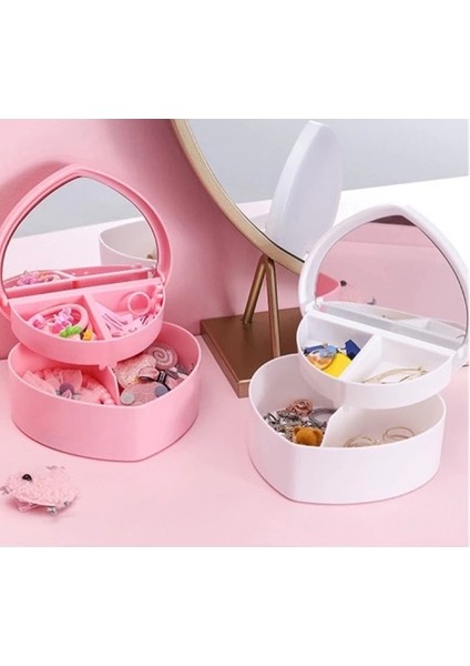 Buğz Kalp Tasarımlı Aynalı Takı Saklama Kutusu modelleri