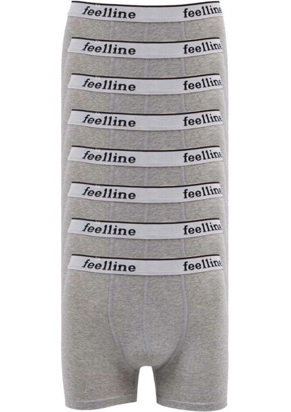 8 Adet Feelline Gri Pamuklu Doğal Likralı Erkek Boxer