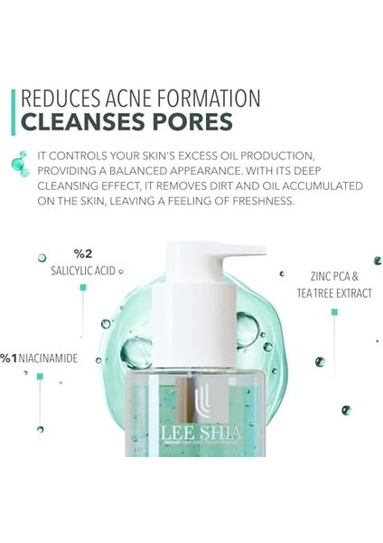Lee Shia Sebum Shield - Yüz Temizleme Jeli - Yağlı ve Karma Ciltler Için 200 ml
