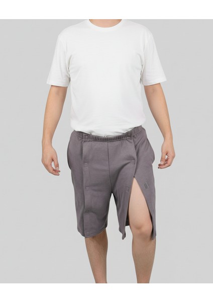 Adaptif Gri Yatan Hasta Bakım ve Tedavi Şortu