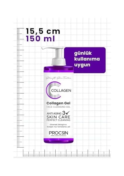 Procsın Gözenek Sıkılaştırıcı Kolajen Yüz Temizleme Jeli, Derinlemesine Temizlik & Cilt Sıkılaştırıcı, Günlük Kullanım, 150 ml fiyatları
