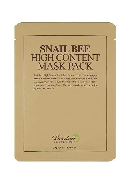 Benton Snail Bee High Content Mask - Salyangoz Özlü Maske 1 Paket (1 x 20 G) fiyatları