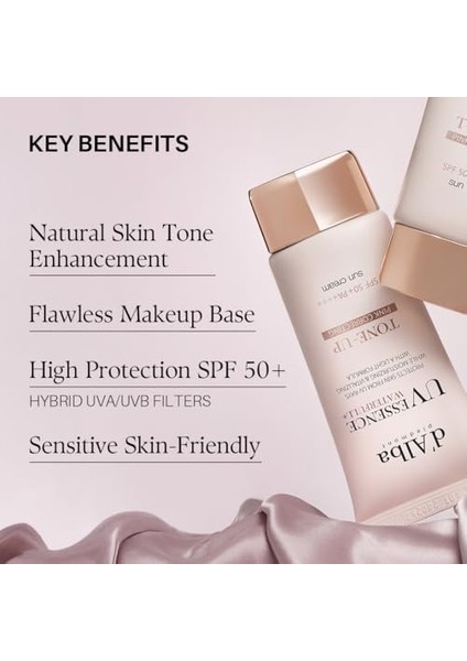 D&apos;alba Piedmont | Italyan Beyaz Trüf Waterfull Tone-Up Sunscreen, Saf ve Vegan Hibrit Pembe Renkli Nemlendirici Krem, Parlak ve Açıcı Güneş Koruması fiyatları
