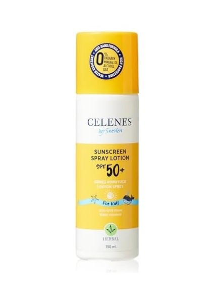 Celenes Herbal Spf 50+ Çocuk Güneş Koruyucu Losyon Sprey (150 Ml)