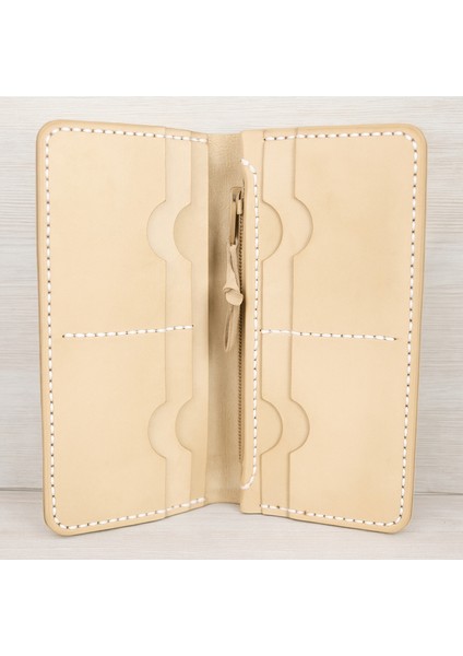 El Yapımı Hakiki Deri Şehir Desenli Cüzdan - Vegetable-Tanned Ince Katlanabilir Model | Sanatsal El Işçiliği Unisex Tasarım fiyatları