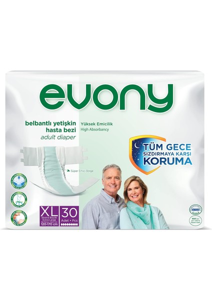 Evony Yetişkin Hasta Bezi Belbantlı Ekstra Large Jumbo 30 Adet