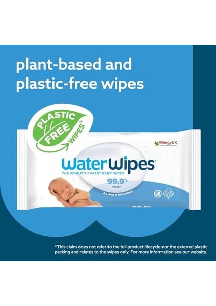 Waterwipes Yeni Doğan & Hassas Ciltler Için 720 Yaprak Bebek Islak Mendili (12 x 60 Adet), Bitki Tabanlı modelleri