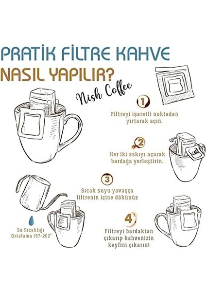 Nish Pratik Filtre Kahve 4&apos;lü Set (Colombia-Guatemala-Kenya-Yüksek Kafein) fiyatları