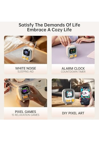 Tiivoo-2 Fm Radyo Bluetooth Hoparlör Çalar Saatli, Art Retro Mini Küçük Sevimli Kablosuz Hoparlör, Dekor Parti Ofis Ev Masası Yatak Odası Mutfak Dış Mekan Için Uygun, Krem fiyatları