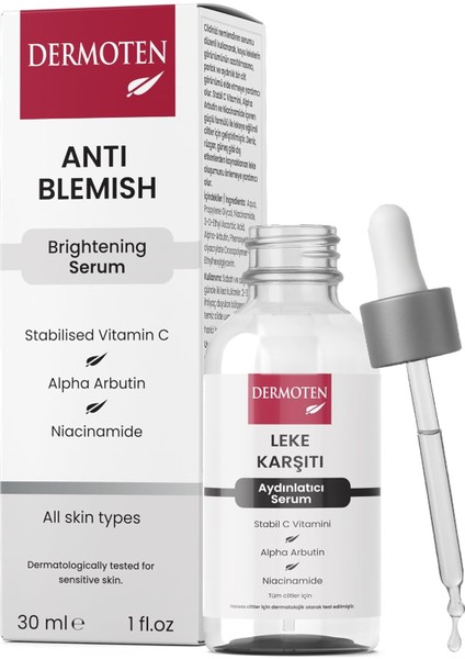 Dermoten Leke Karşıtı, Aydınlatıcı C Vitaminli Cilt Bakım Serumu 30 ml fiyatları