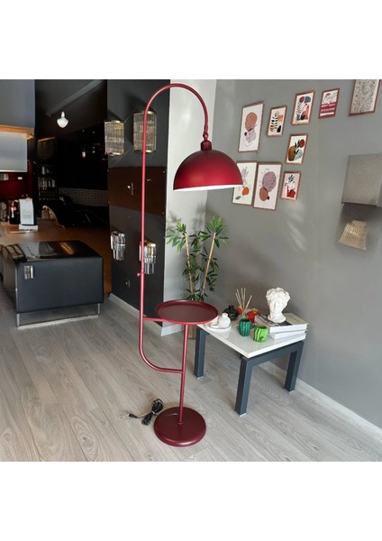 Vişne Çürüğü Lambader Hareketli Başlık Sehpalı Modern Dekoratif Metal Oturma Odası Çalışma Odası