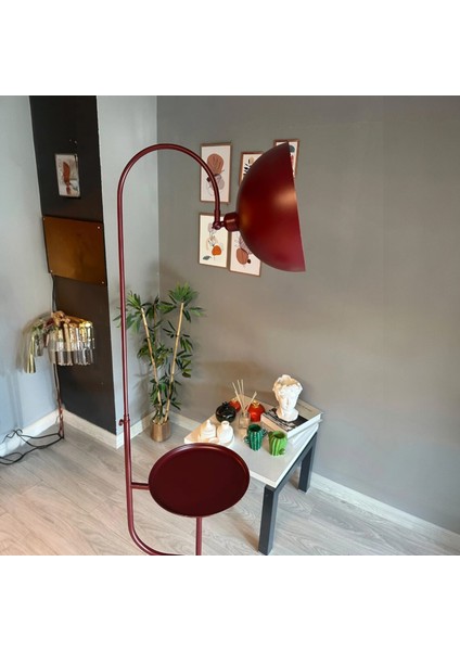 Vişne Çürüğü Lambader Hareketli Başlık Sehpalı Modern Dekoratif Metal Oturma Odası Çalışma Odası