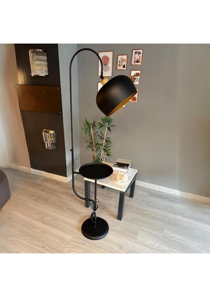 Lambader Siyah Hareketli Başlık Sehpalı Modern Dekoratif Metal Oturma Odası Çalışma Odası Zemin