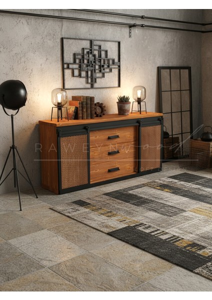 Vega Doğal Ahşap Sürgülü Çemeceli Konsol 150CM