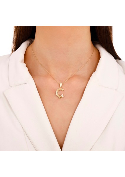 Altın Ç Harf Kolye Ucu - 14K modelleri