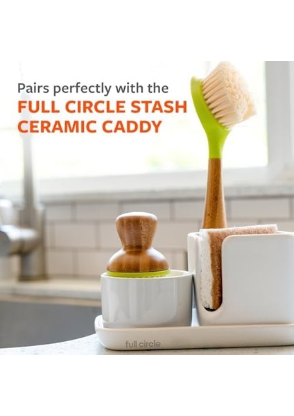 Full Circle Bubble Kadar Seramik Sıvı Sabun & Süngeri Sünger Set, Beyaz, Beyaz, Spender & Dish Pinsel modelleri