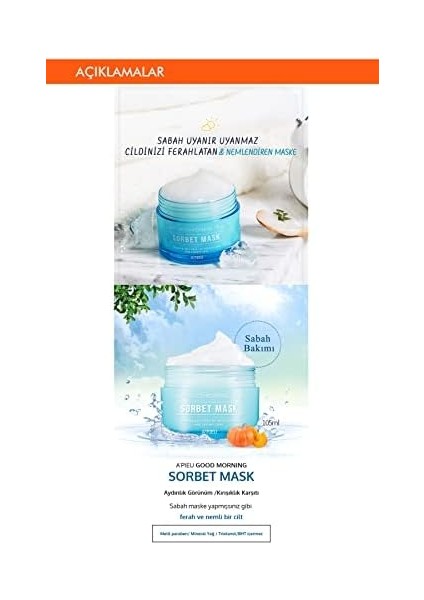 A&apos;pıeu Nemlendirici Sabah Maskesi A&apos;pıeu Good Morning Sorbet Mask
