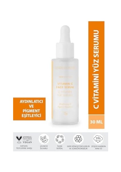 Bade Natural C Vitamini Yüz Serumu Aydınlatıcı Ton Eşitleyici ve Leke Karşıtı 30 ml