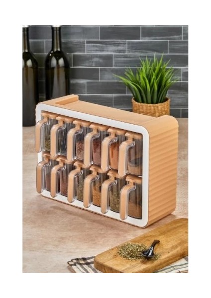 Buğz 12'li Standlı Kaşıklı Baharatlık Seti indirimleri