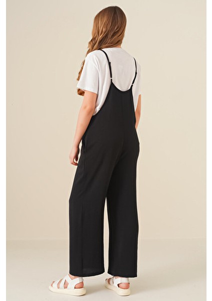 Askılı Bahçivan Tulum Kadınlar İçin %95 Polyester Siyah Renk Şık Tasarım