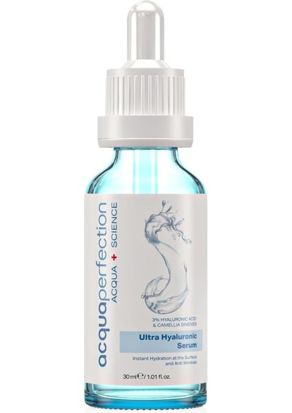 Acqua Perfection Ultra Yoğun Nemlendirme ve Dolgunlaştırıcı Etkili, Kırışık Karşıtı Hyaluronic Serum (Ultra%3 Hyaluronic Acid) 30ML, Yenileyici Etki, Tüm Ciltlere Uygun