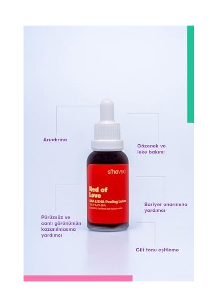 She Vec Red Of Love -%10 Aha +%2 Bha Yüz Peeling (30 Ml)