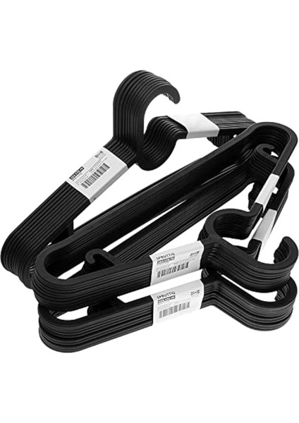 Hafif Askısı, Siyah, Plastik, 39 Santimetre - 30&apos;lu Set
